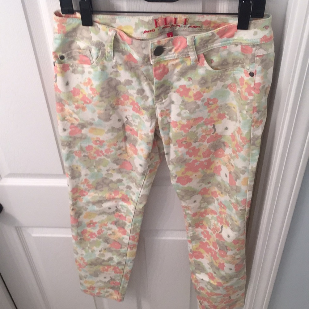 Pastel, floral skinny jeans